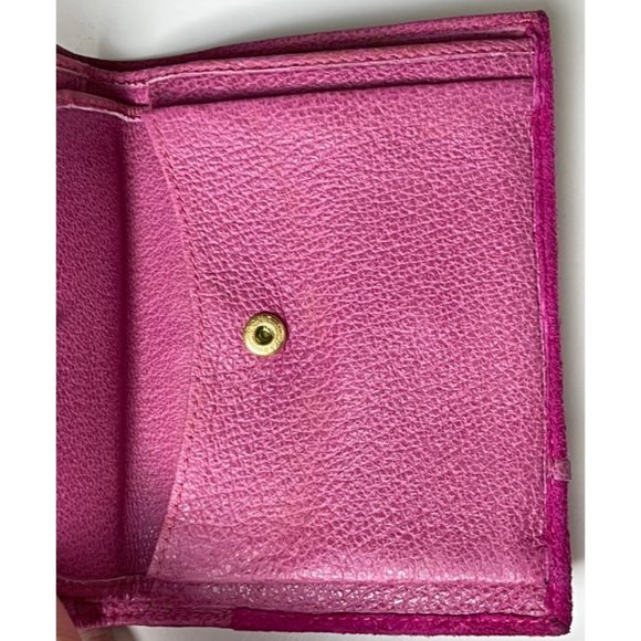 Gucci | Vintage Pink Leather and Suede Stirrup Tri-Fold Wallet - Picture 8 of 13